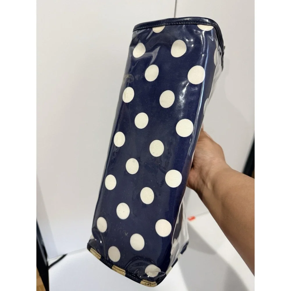 Kate Spade New‎ York Blue Vinyl Cosmetic Bag Polka Dot Large 1
